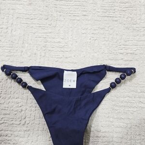 ZOEW Navy Bikini Bottom with Beaded Sides